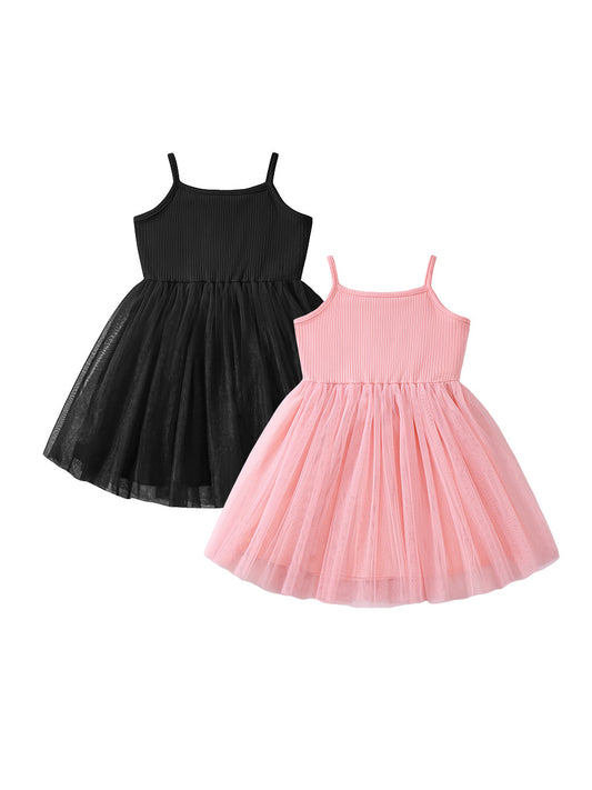 Summer Arrival Baby Kids Girls Sleeveless Solid Color Tulle Dress