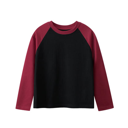 Arrival Baby Kids Color Patchwork Crew Neck Long Sleeves Casual Top