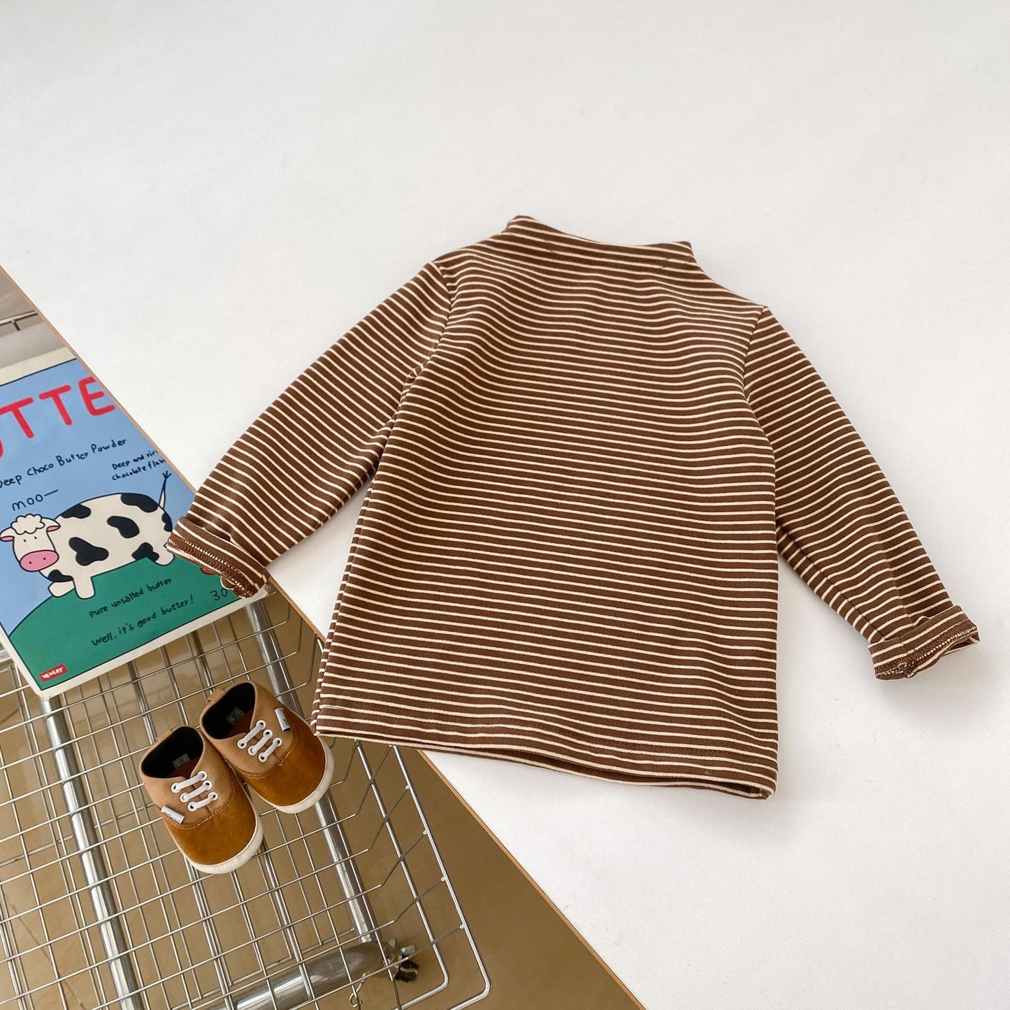 Autumn Baby Kids Unisex Striped Long Sleeves Turtle Neck Top Pullover