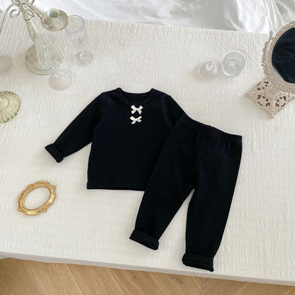 Arrival Autumn Baby Girls Long Sleeves Simple Knitted Top and Solid Color Long Trousers – Clothing Set