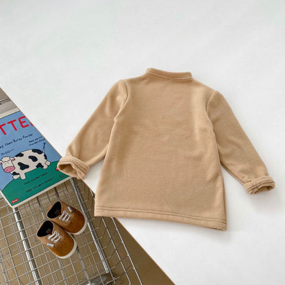 Autumn Baby Kids Unisex Plain Long Sleeves Turtle Neck Cozy Fleece Base Layer Top