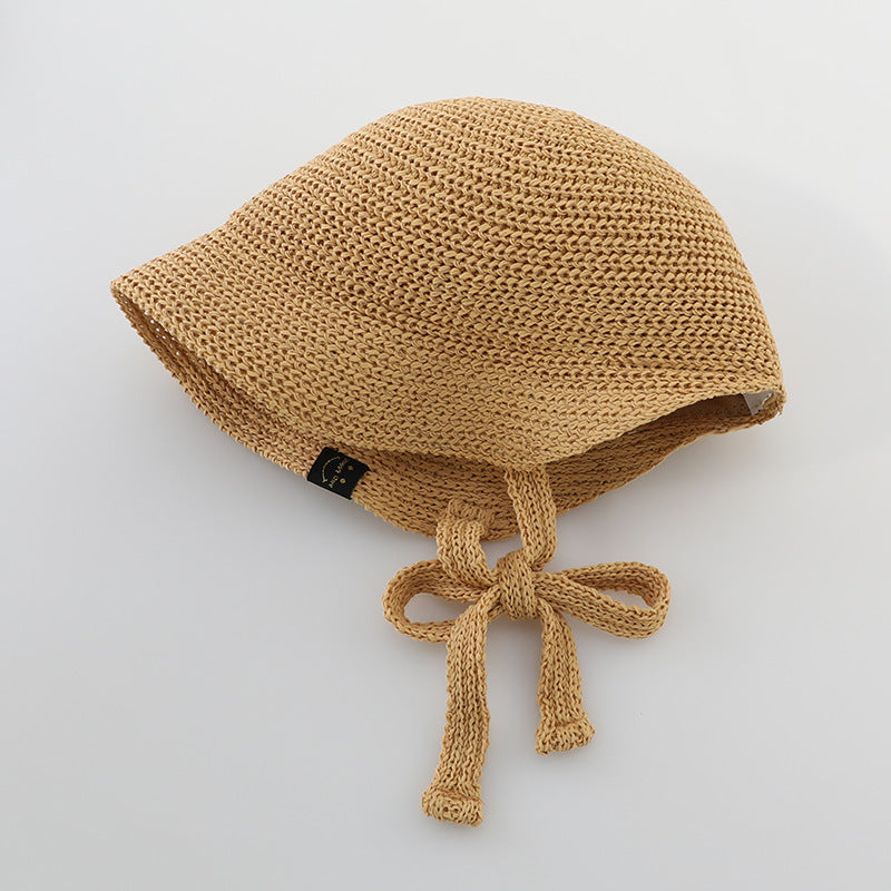 Summer Trendy Straw Hat For Girls, Baby Girl Sun Hat, Thin And Hollowed-Out Design Fisherman Hat