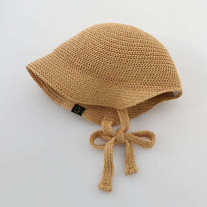 Summer Trendy Straw Hat For Girls, Baby Girl Sun Hat, Thin And Hollowed-Out Design Fisherman Hat