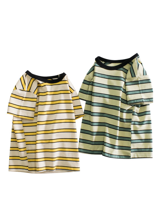 Boys’ Striped Pattern Casual T-Shirt In European And American Style