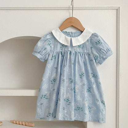 New Arrival Summer Girls Peter Pan Collar Short Sleeves Onesies And Dress – Princess Sister Matching Set