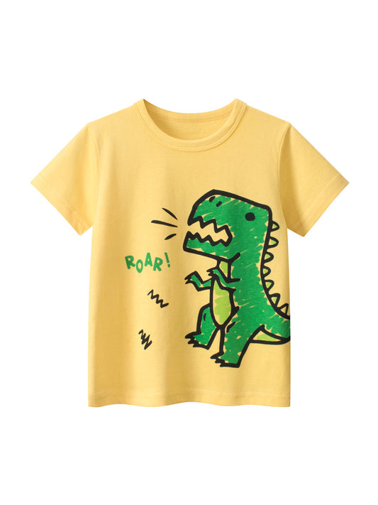 Boys’ Cartoon Dinosaur Pattern T-Shirt In European And American Style