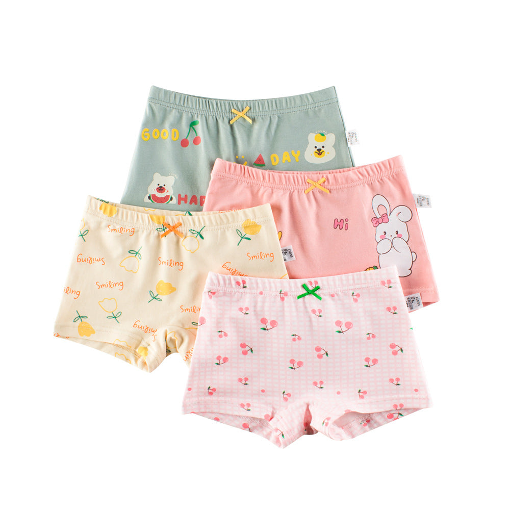 Conjunto de ropa interior transpirable tipo bóxer con estampado de dibujos animados para niñas 