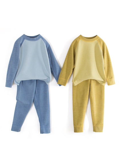 Arrival Autumn Kids Unisex Long Sleeves Simple Casual Top and Solid Color Long Trousers – Clothing Set