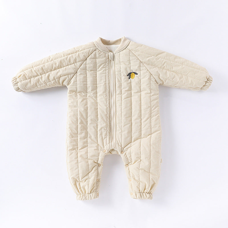 Autumn and Winter New Arrival Baby Unisex Fruits Logo Long Sleeves Casual Thickened Rompers