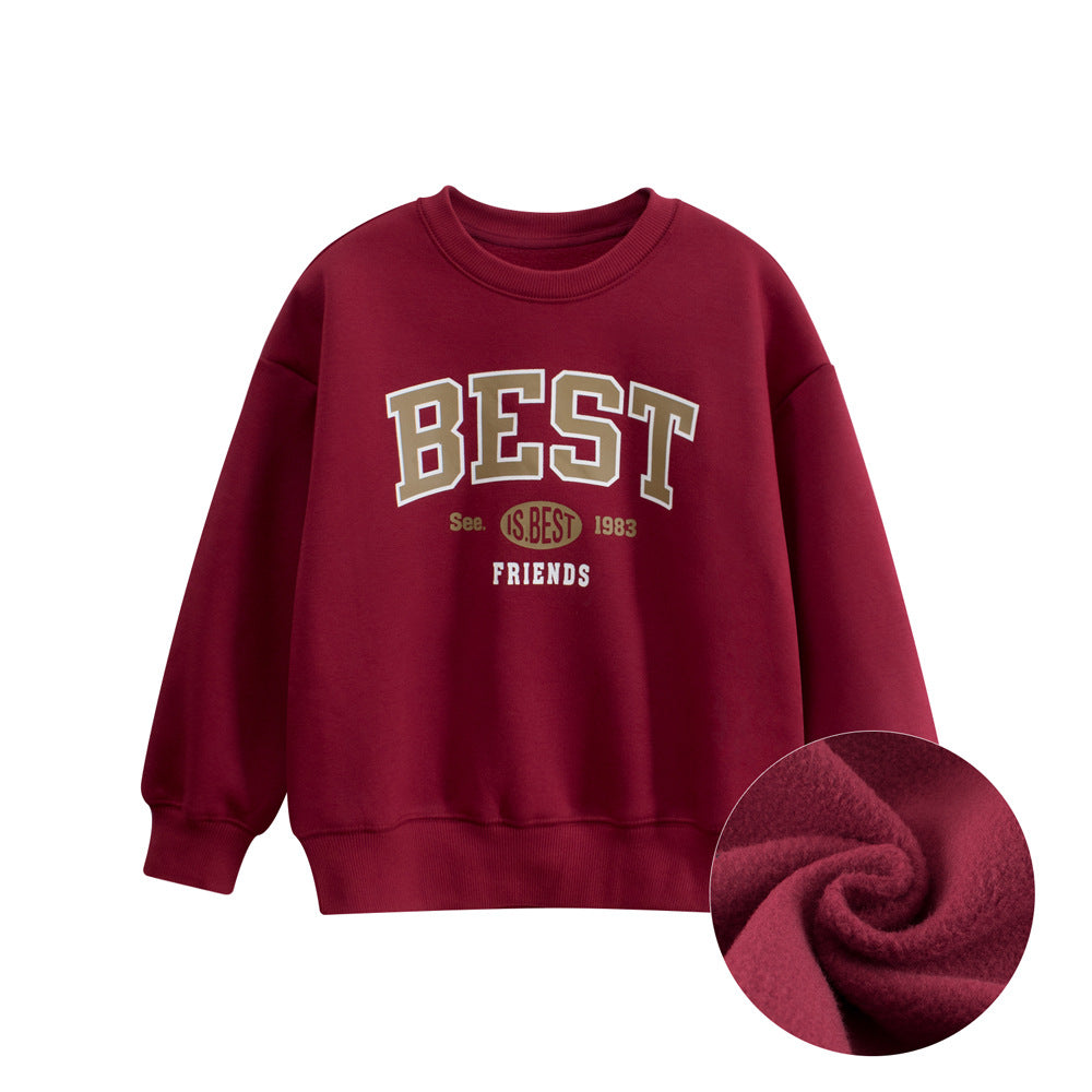 Arrival Fleece-lined Pullover Hoodie with Letter Design for Big Boys