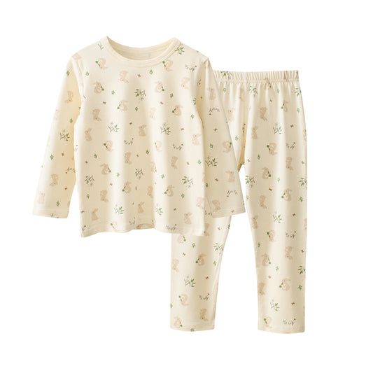 Autumn Hot Selling Baby Girls Long Sleeves Simple Print Top Shirt and Trousers Pajamas Clothing Set