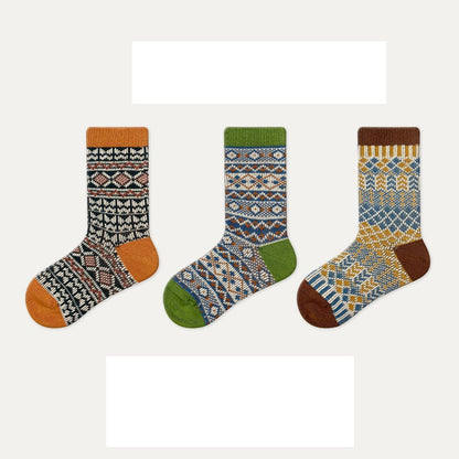 Kids Unisex Vintage Pattern Comfortable Crew Socks Set