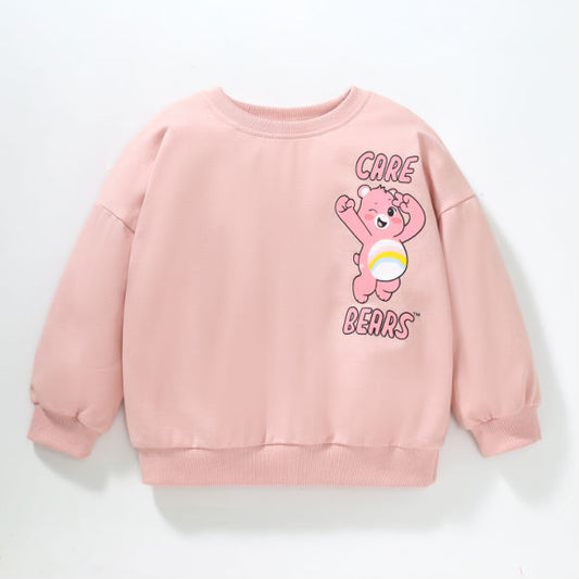 Baby Girl Pink Cartoon Bear Pattern Cotton Hoodie