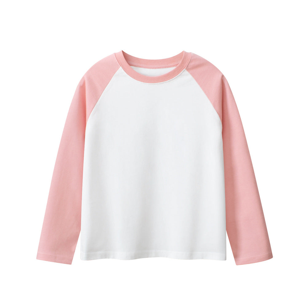 Arrival Baby Kids Color Patchwork Crew Neck Long Sleeves Casual Top