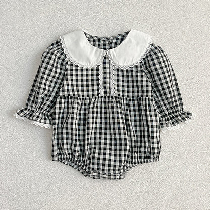 New Spring/Autumn Baby Black Plaid Onesies And Dress For Girls With Long Sleeves – Family Sister Matching Set