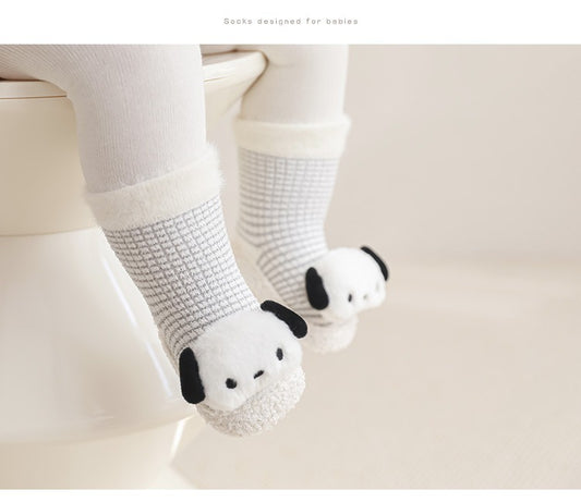 Thickened Winter Toddler Walking Socks, Mid-Calf Floor Shoe Socks, Cartoon Cute Baby Anti-slip Walking Shoes from