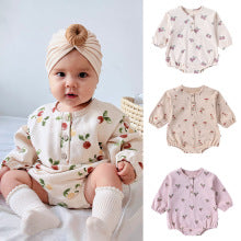 Spring New Arrival Baby Unisex Long Sleeves Simple Fruits Pattern Onesies