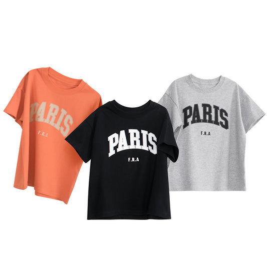 Boys and Girls’ Letters Print T-shirt in European and American Style