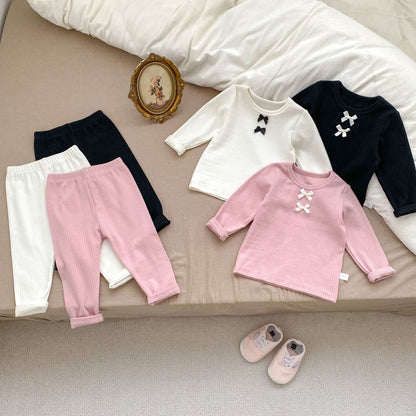 Arrival Autumn Baby Girls Long Sleeves Simple Knitted Top and Solid Color Long Trousers – Clothing Set