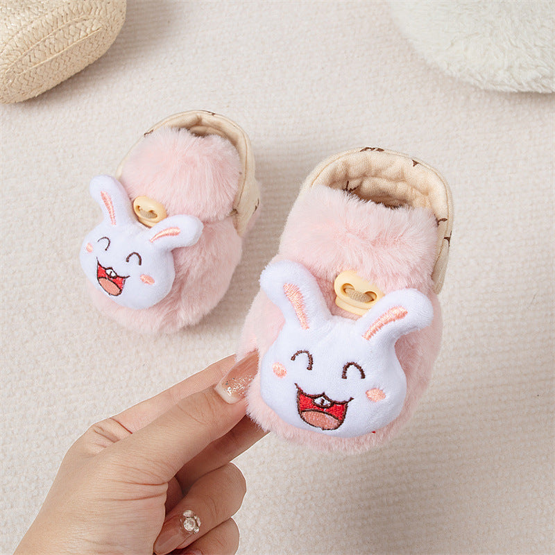 Winter New Arrival Baby Animals Cartoon Pattern Anti-slip Fleece-lined Toddler Cotton Shoes