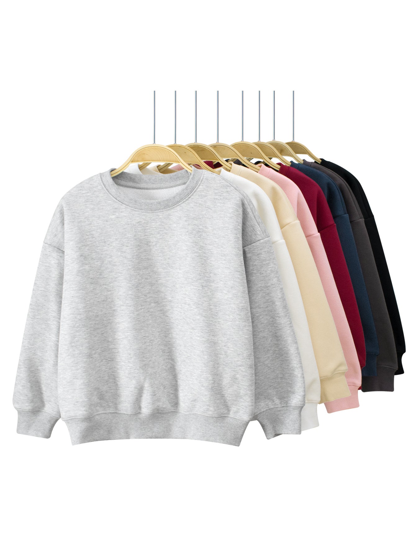 Arrival Baby Kids Plain Solid Color Crew Neck Long Sleeves Warm Cozy Pullover