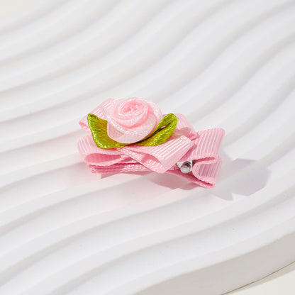 Girls’ Baby Woven Ribbon Bow Mesh Flower Hair Clip for Gentle Hair Clipping