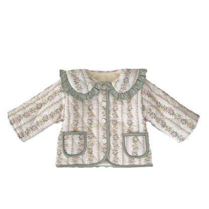 Baby Girl Jacquard Thickened Long Sleeves Winter Cardigan Coat