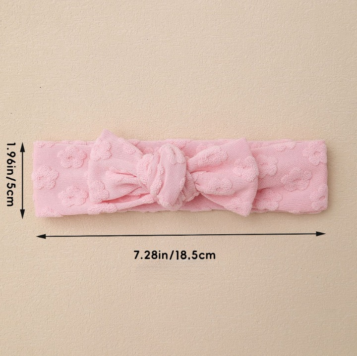 Elastic Baby Headband with Bow and Embroidered Flowers