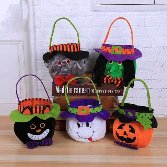 Bolsa de mano con forma de calabaza y bruja para Halloween, bolsa de dulces para festivales infantiles, accesorios decorativos