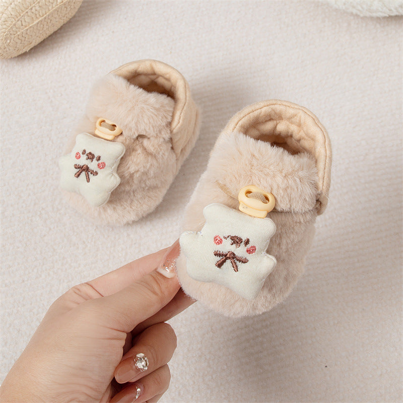 Winter New Arrival Baby Animals Cartoon Pattern Anti-slip Fleece-lined Toddler Cotton Shoes