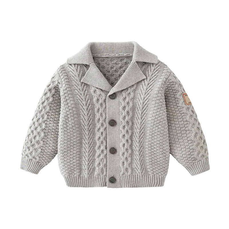Baby Solid Color Crochet Knitted Design Single Breasted Design Knitted Cardigan