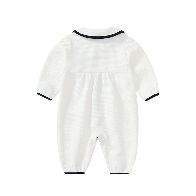Pelele de ropa térmica para el hogar de algodón con solapa de estilo Simple de Color sólido para bebé 