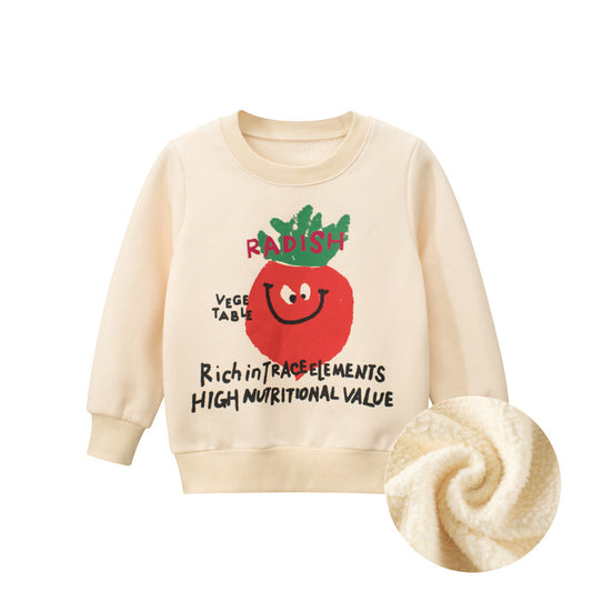 Baby Boy Cartoon Carrot And Letter Pattern Pure Cotton Warm Hoodie