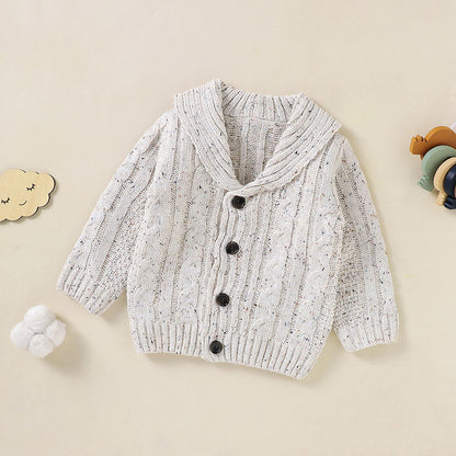 Baby Solid Color V-Neck Design Button Front Cardigan My Kids-USA