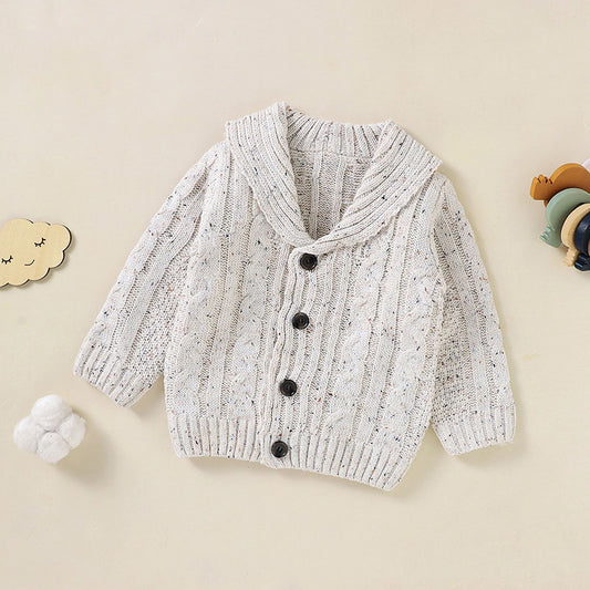 Baby Solid Color V-Neck Design Button Front Cardigan My Kids-USA