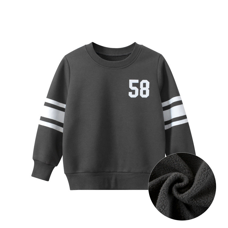 Baby Solid Color Side Striped Design Fleece Warm Hoodies