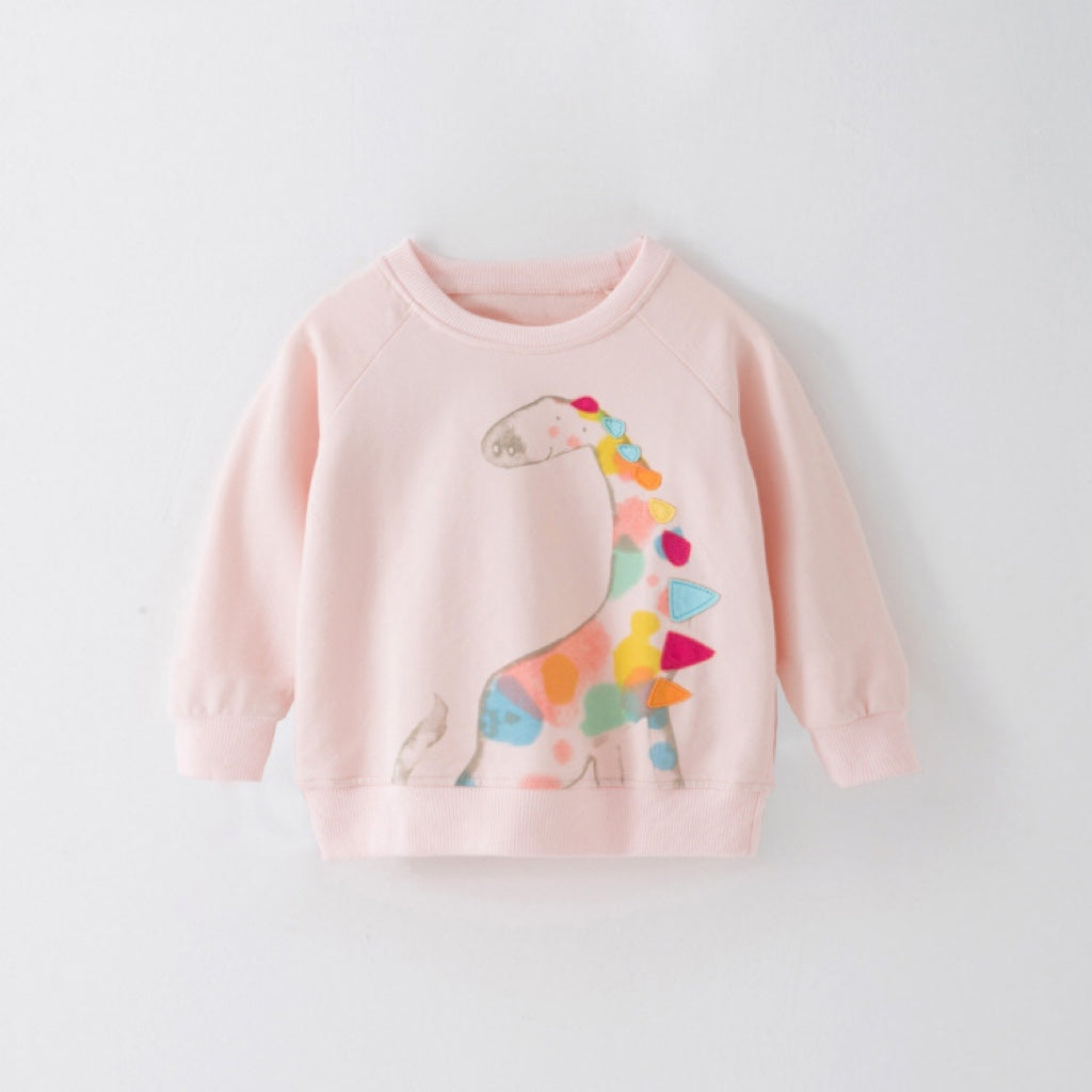 Baby Boy And Girl Cute Animals Graphic O-Neck Pullover Soft Loose Hoodies