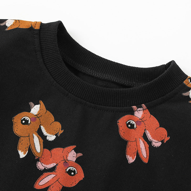 Sudadera con capucha linda de manga larga con estampado de conejito para niña 