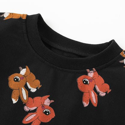 Baby Girl Bunny Print Pattern Long Sleeve Cute Hoodie