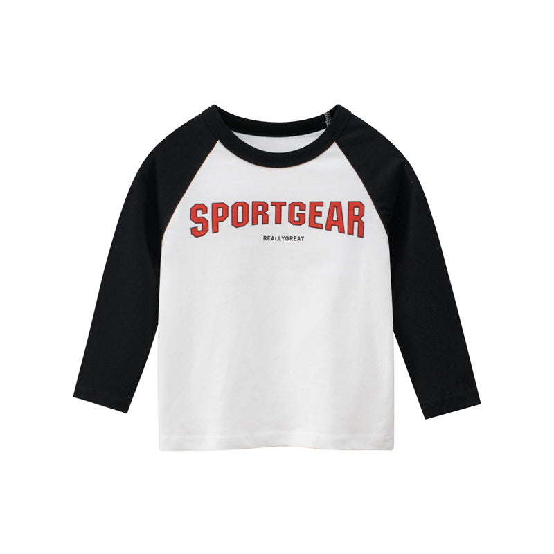 Boys Sportgear Letter Print Round Collar Long-Sleeved T-Shirt