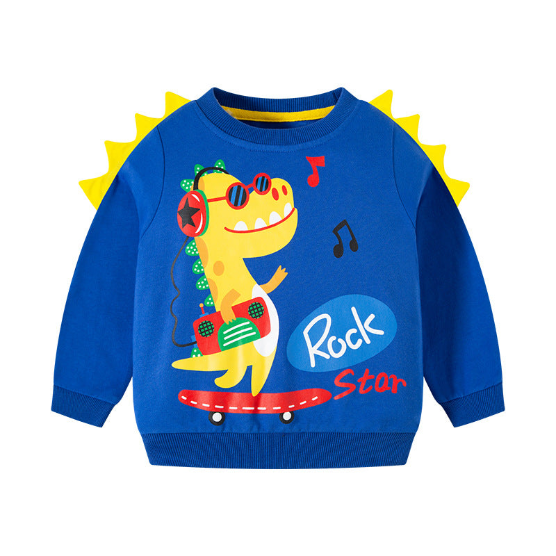 Baby Boy 3D Cartoon Dinosaur Pattern O-Neck Fashion Pullover Hoodies