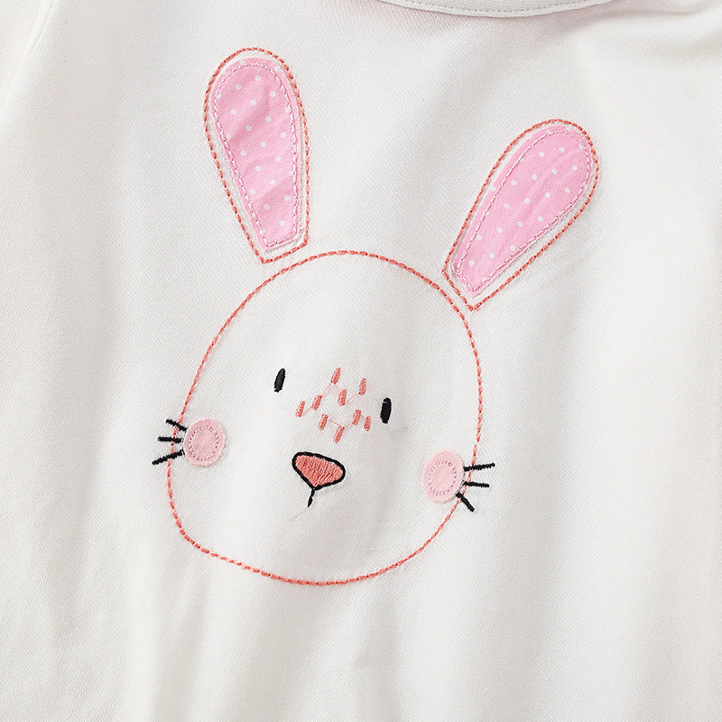 Baby Girl Cute Bunny Pattern Ruffle Hem Design Long Sleeve Top