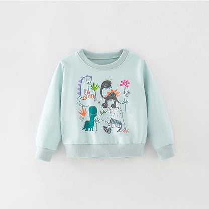 Baby Boy Cute Animals Graphic Long Sleeves Cartoon Pullover Cotton Hoodies