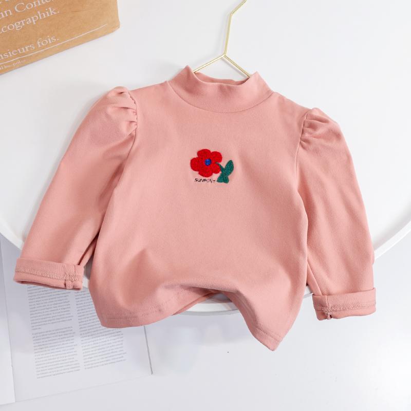 Tops de jersey de algodón con patrón bordado floral para niña bebé 