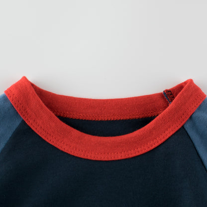 Boys Letter Print Pattern Round Collar Long-Sleeved Baseshirt In Spring