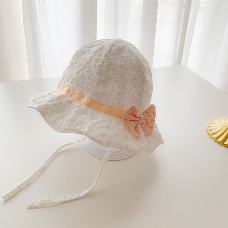 Chapeaux de parasol de couleur unie de modèle brodé par bébé avec la décoration d'arc 