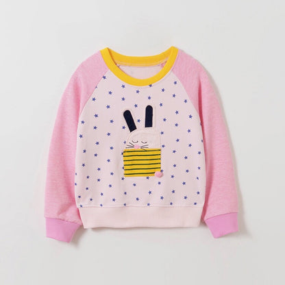 Baby Boy And Girl Cute Animals Graphic O-Neck Pullover Soft Loose Hoodies