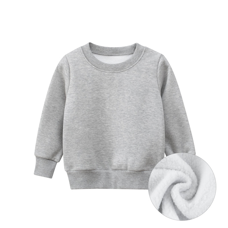 Boys Solid Fleece-In Round Collar Long Sleeve Sweatshirt