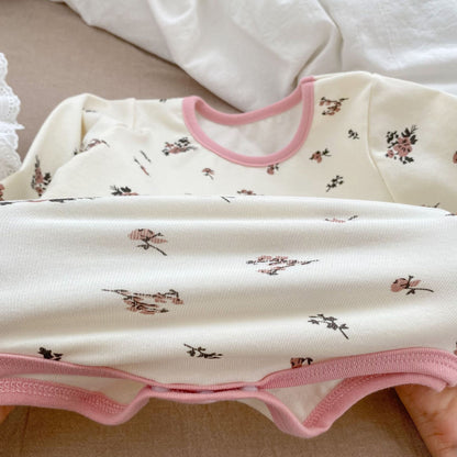 Baby Girl Ditsy Flower Pattern Long Sleeve Triangle Onesies