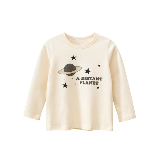 Camisa de algodón con estampado de planetas para bebé niño en otoño 